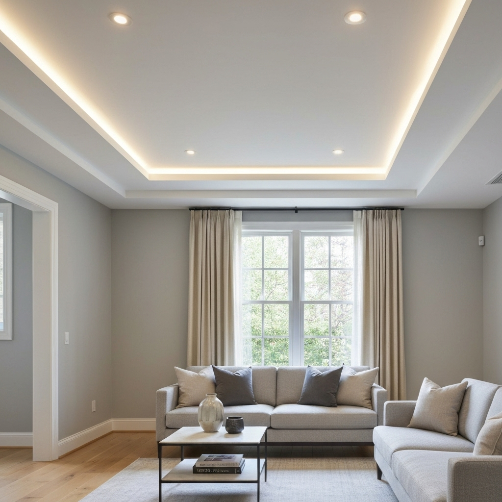 Forro de drywall elegante com iluminação embutida