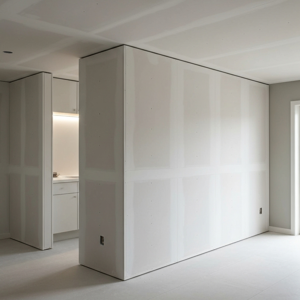 Instalação de parede de drywall residencial moderna